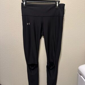 Under Armour Jet Black Active Leggings with Knee Slits